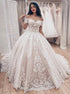 Ball Gown Off the Shoulder Tulle Wedding Dress With Appliques LBQW0049